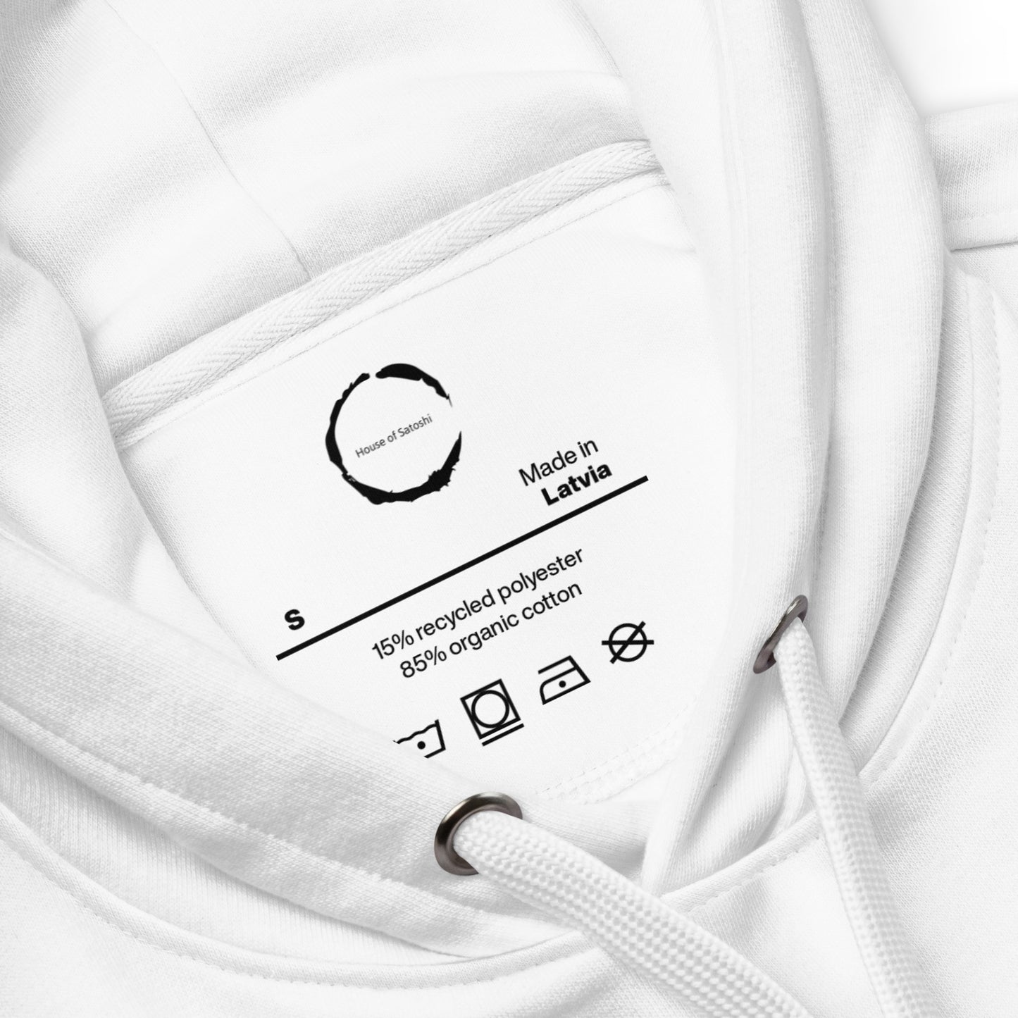 White-on-White Satoshi Premium eco hoodie